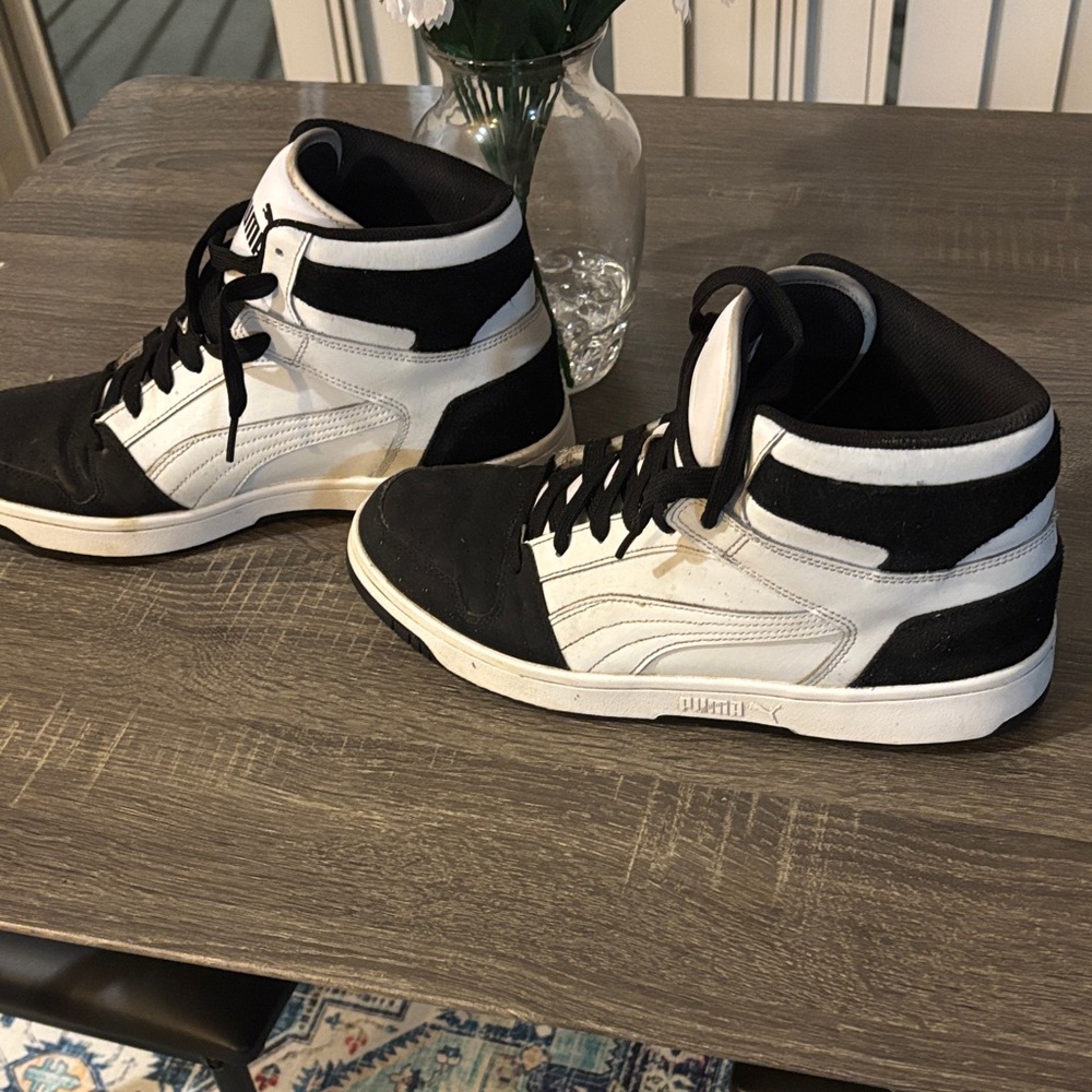 Puma Black and White Mid-Top Sneakers - Picture 2 of 3